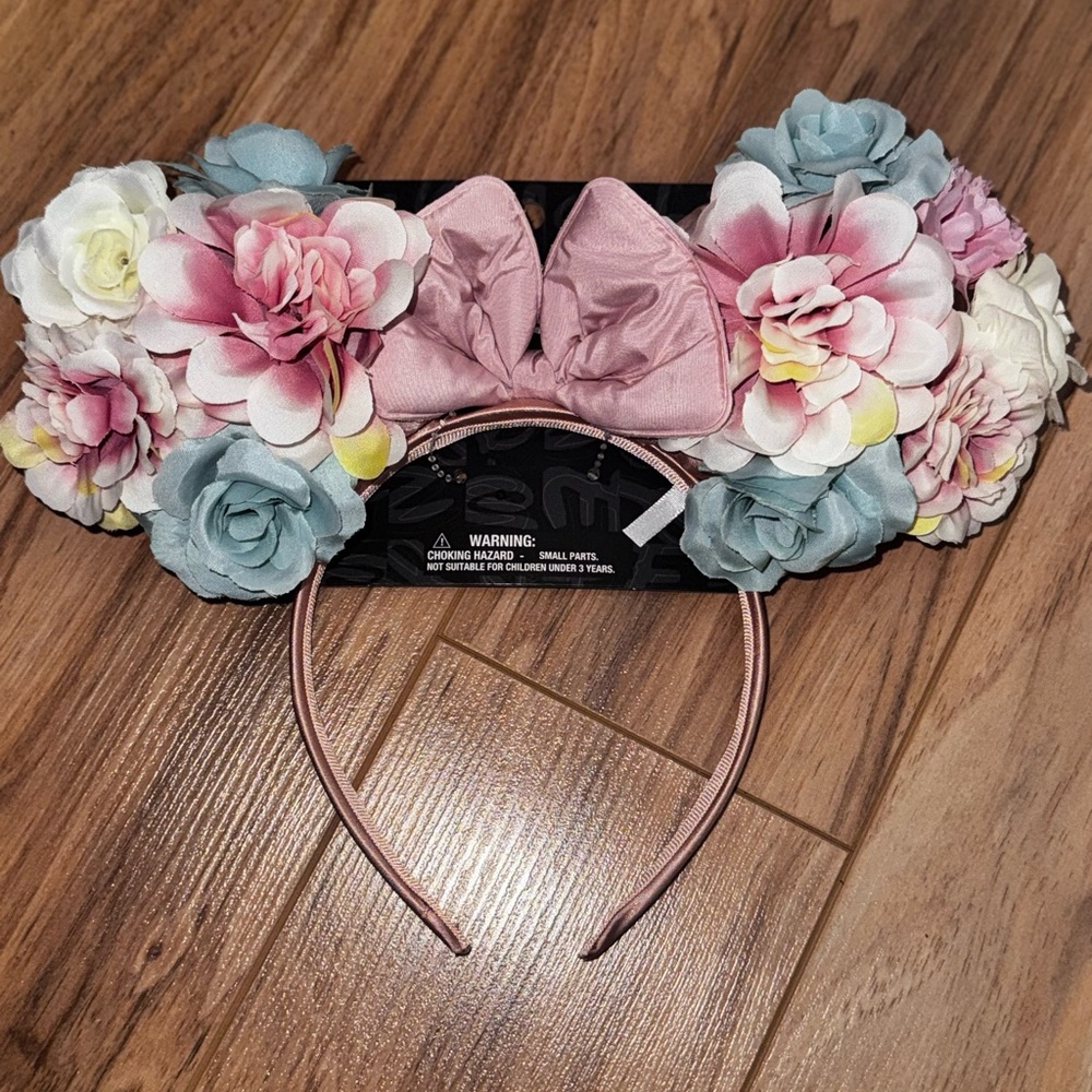 Floral Disney Headband with Cute Pink Bow